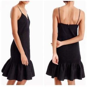 J Crew black ruffle hem eyelet dress